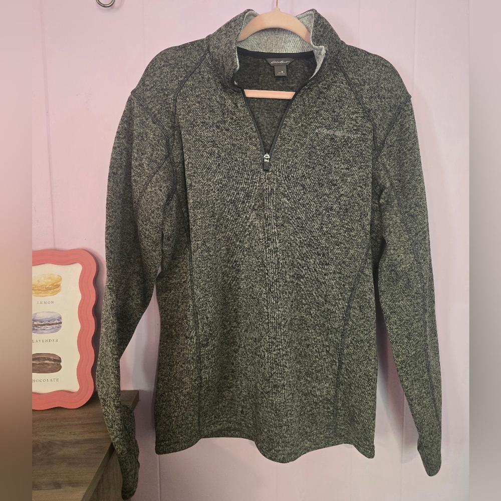 Eddie Bauer Dark Heather Gray Quarter Zip Sweater
